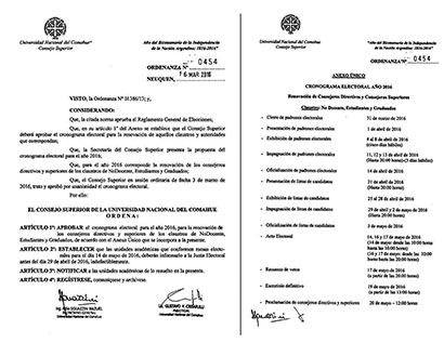 CRONOGRAMA ELECTORAL 2016 PARA RENOVACIÓN DE CONSEJEROS ESTUDIANTILES, GRADUADOS Y NO DOCENTES